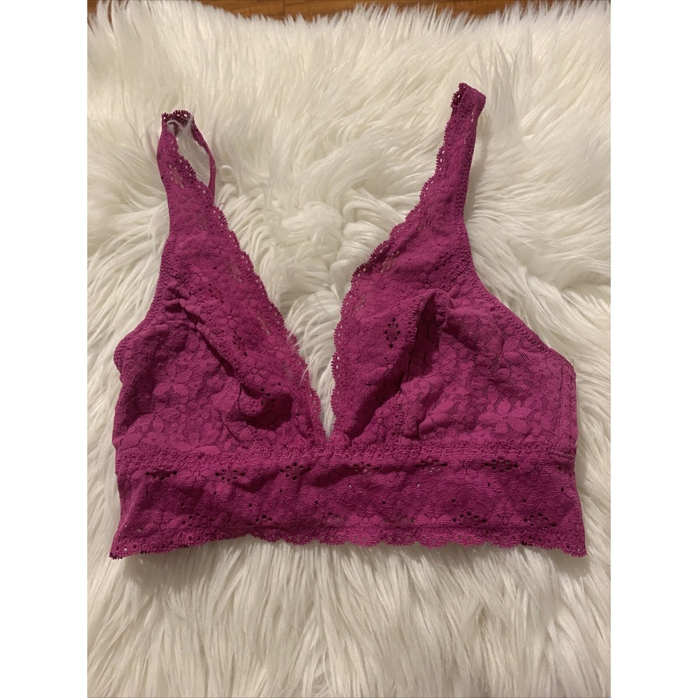 Wacoal Size 34 Sexy Pink Bralette Floral Pattern V Neck Cut